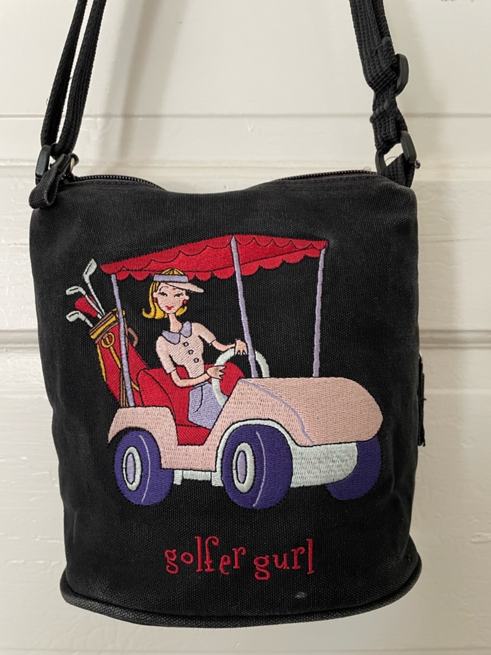 Golfer Gurl Embroidered Bucket Bag